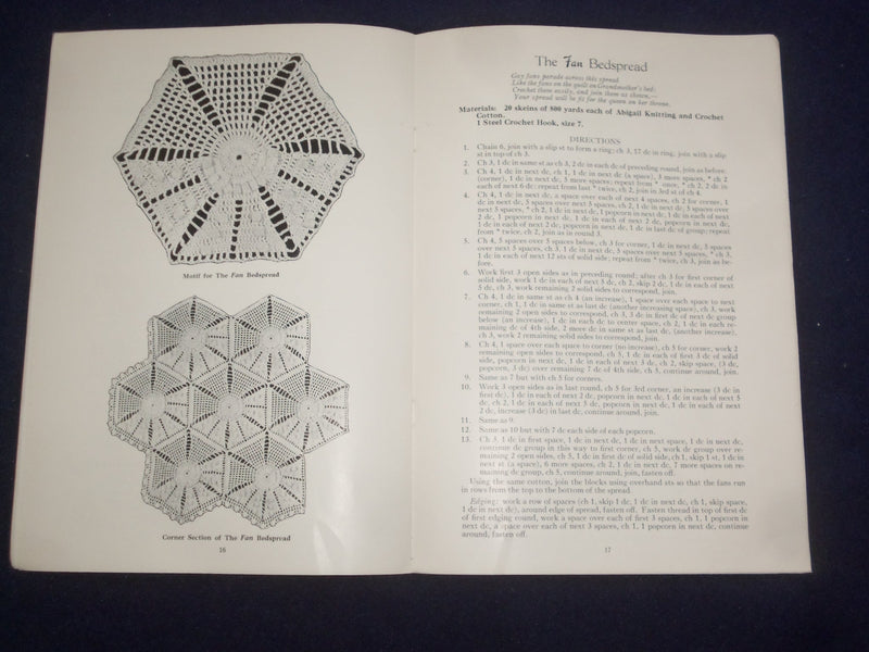 1936 ABIGAIL DIRECTIONS FOR MAKING BEDSPREADS OF OLD QUILT DESIGNS - J 9474