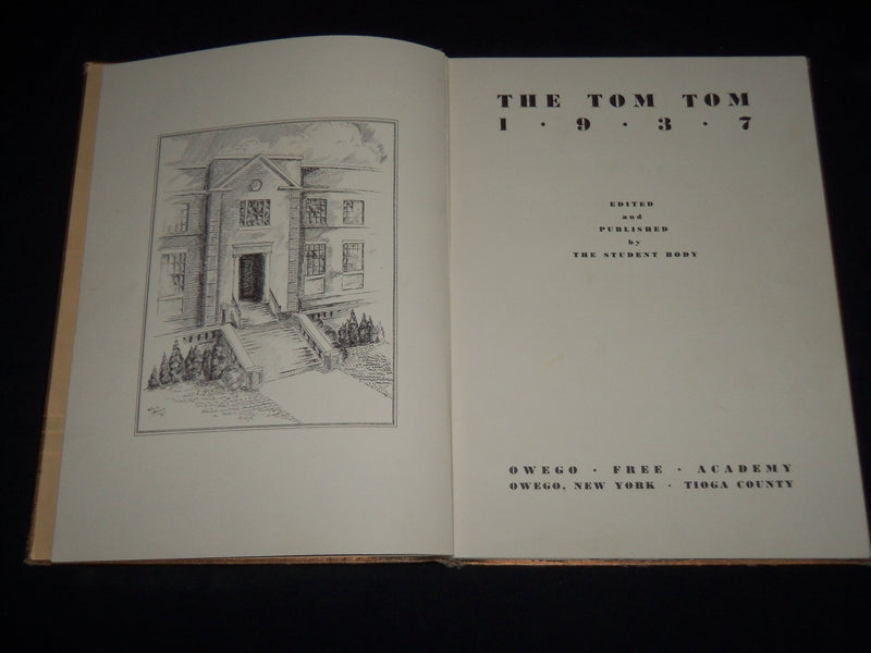1937 TOM TOM OWEGO FREE ACADEMY YEARBOOK - OWEGO NEW YORK - YB 1453