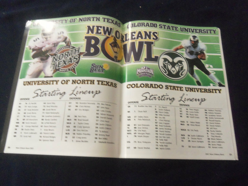 2001 DEC 18 NEW ORLEANS BOWL PROGRAM -UNIV NO. TEXAS VS COLORADO STATE - ST 602F