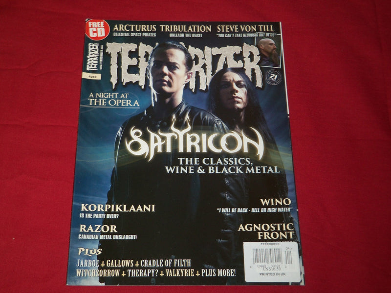 2015 APRIL TERRORIZER MAGAZINE ISSUE NO. 259 - SATYRICON COVER - MUSIC - RC 322A