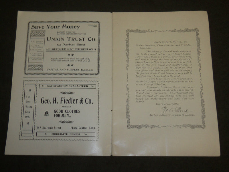 1901 JULY 13 ROYAL LEAGUE PICNIC - SANTE FE PARK PROGRAM - J 3536