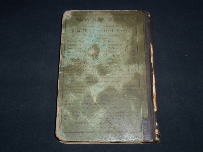 1873 GREENLEAF'S NEW ELEMENTARY ARITHMETIC VOLUME BENJAMIN GREENLEAF - KD 4814Y