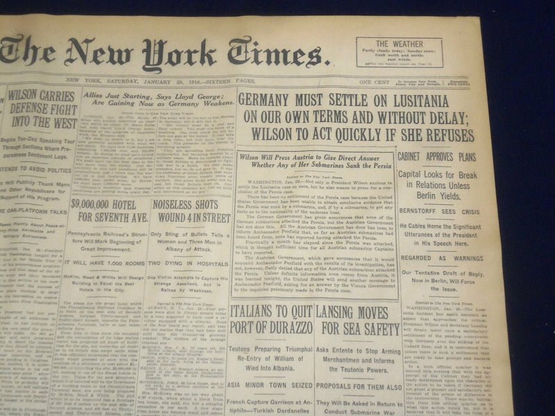 1916 JANUARY 29 NEW YORK TIMES - BRANDEIS NAMED FOR HIGHEST COURT - NT 9063