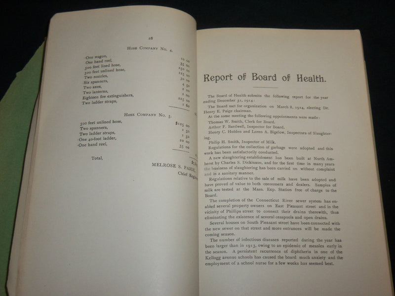 1915 & 1927 TOWN OF AMHERST ANNUAL REPORTS LOT OF 2 ISSUES - J 6580