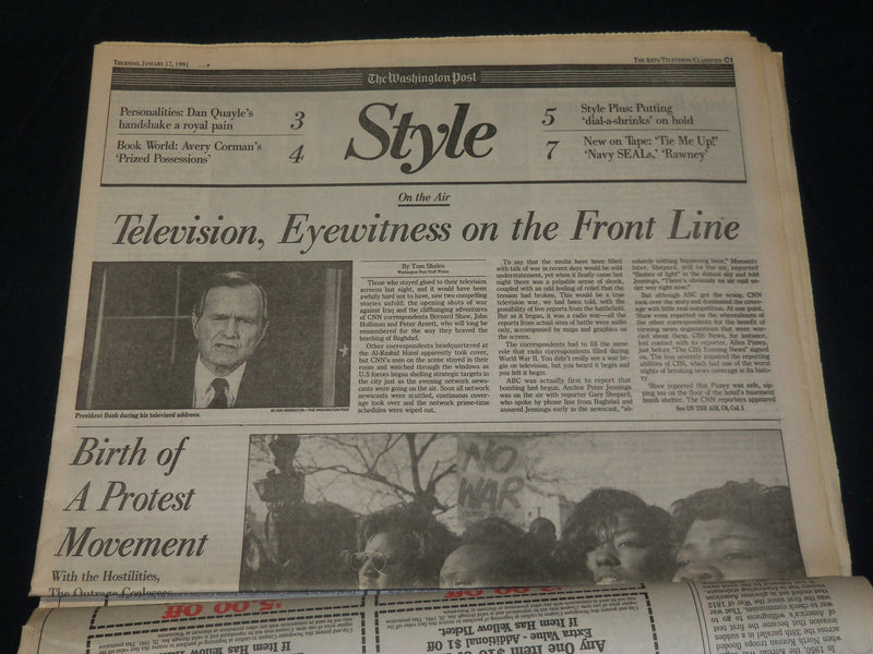 1991 JAN 17 WASHINGTON POST NEWSPAPER - U. S. LAUNCHES MASSIVE AIR WAR- NP 4916