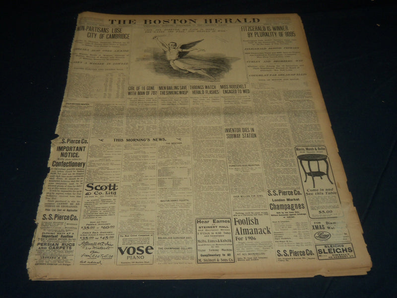 1905 DEC 13 THE BOSTON HERALD - FITZGERALD WINNER BY PLURALITY 8095 - BH 271
