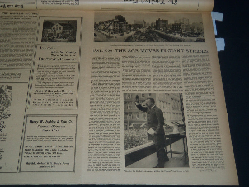 1926 SEPT 18 NEW YORK TIMES NEWSPAPER 75TH ANNIVERSARY SECTION - NT 7559
