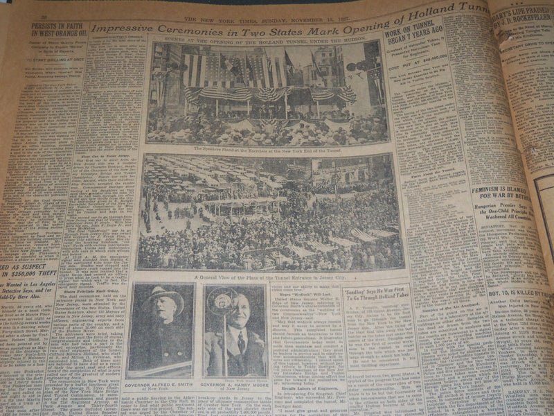1927 NOV 13 NEW YORK TIMES - CROWD INTO HOLLAND TUBES AFTER OPENING - NT 5063