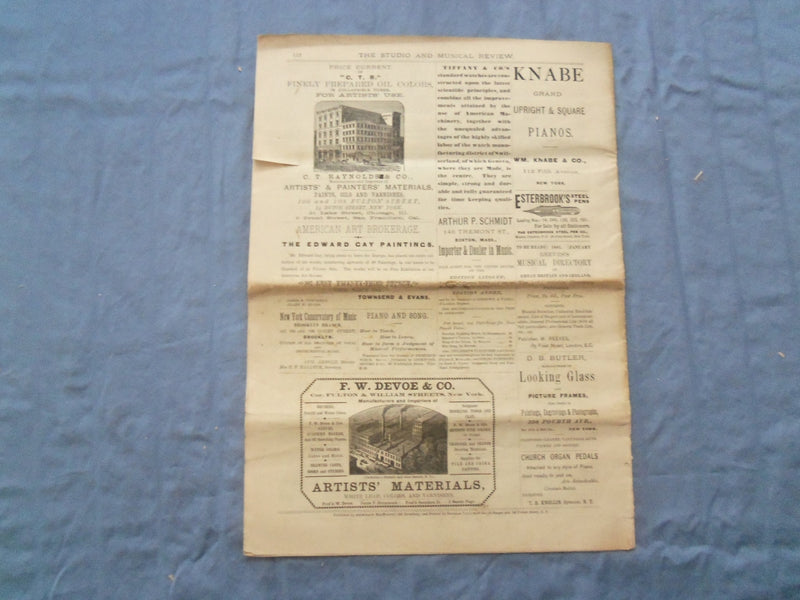 1881 THE STUDIO AND MUSICAL REVIEW NEWSPAPER - LOT OF 4 - NP 8416