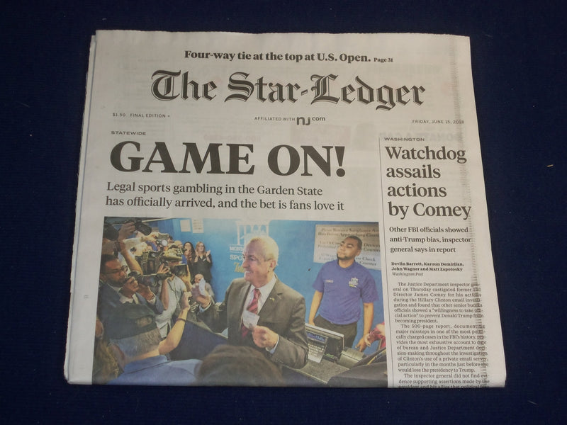 2018 JUNE 15 STAR LEDGER NEWSPAPER - NJ HAS LEGALIZED SPORTS GAMBLING
