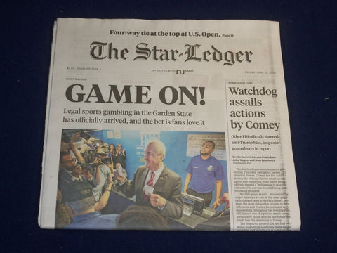 2018 JUNE 15 STAR LEDGER NEWSPAPER - NJ HAS LEGALIZED SPORTS GAMBLING
