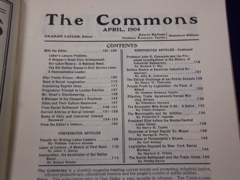 1904 THE COMMONS INDUSTRIAL JUSTICE MAGAZINE LOT OF 3 ISSUES - O 2836