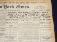 1917 JULY 21 NEW YORK TIMES - DRAWING FOR NATION'S DRAFT ARMY - NT 9317