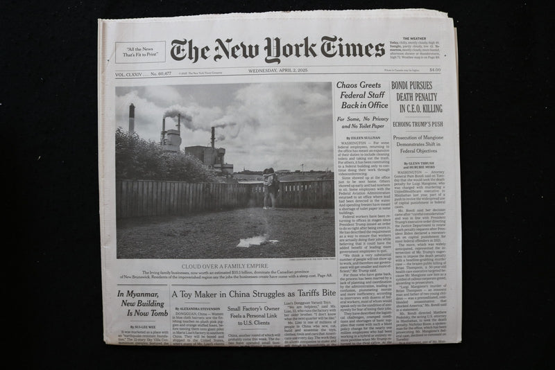 2025 APRIL 2 NEW YORK TIMES - BONDI PURSUES DEATH PENALTY IN C.E.O. KILLING