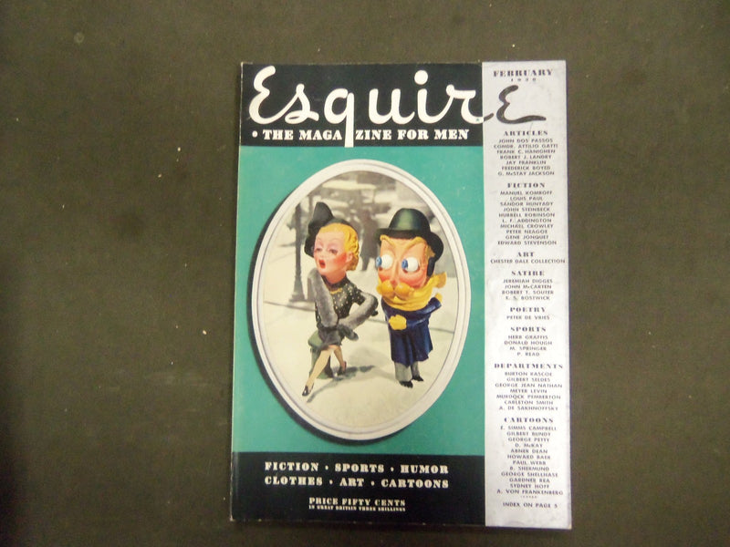 1938 FEBRUARY ESQUIRE MAGAZINE - NICE ILLUSTRATIONS, COVER AND ADS - ST 3102