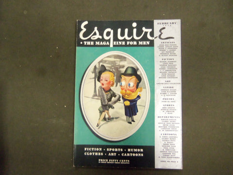 1938 FEBRUARY ESQUIRE MAGAZINE - NICE ILLUSTRATIONS, COVER AND ADS - ST 3102