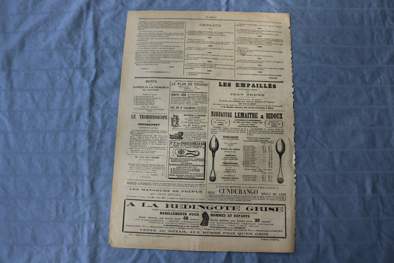 1872 FEBRUARY 25 LE GRELOT NEWSPAPER -L'OMBRE PAR ALFRED PETIT- FRENCH - NP 8577