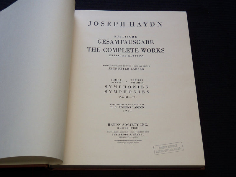 1950-1951 JOSEPH HAYDN COMPLETE WORKS BOUND VOLUME LOT OF 4 - KD 4838
