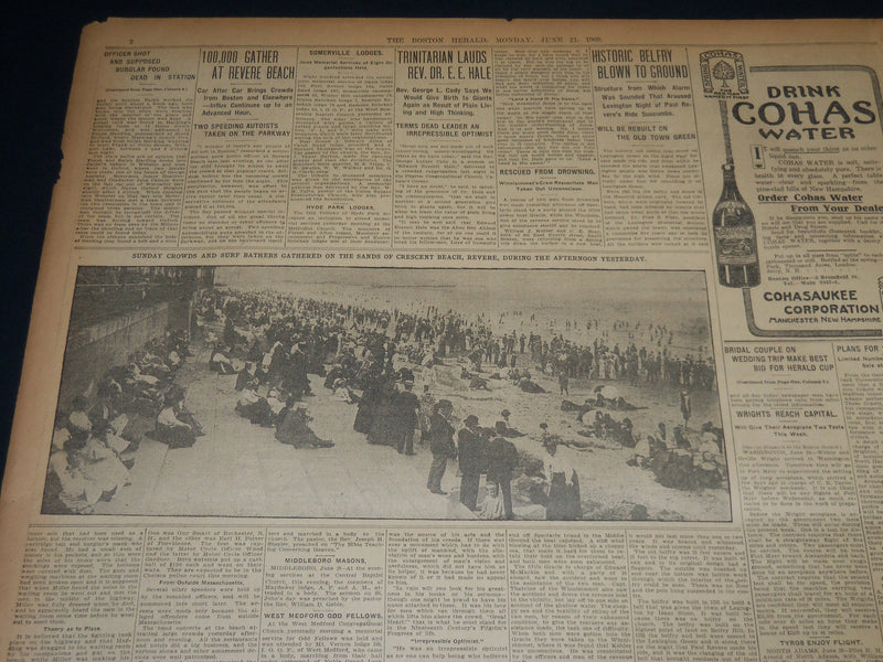 1909 JUNE 21 THE BOSTON HERALD NEWSPAPER - OXFORD HEIGHTS TRAGEDY - BH 372