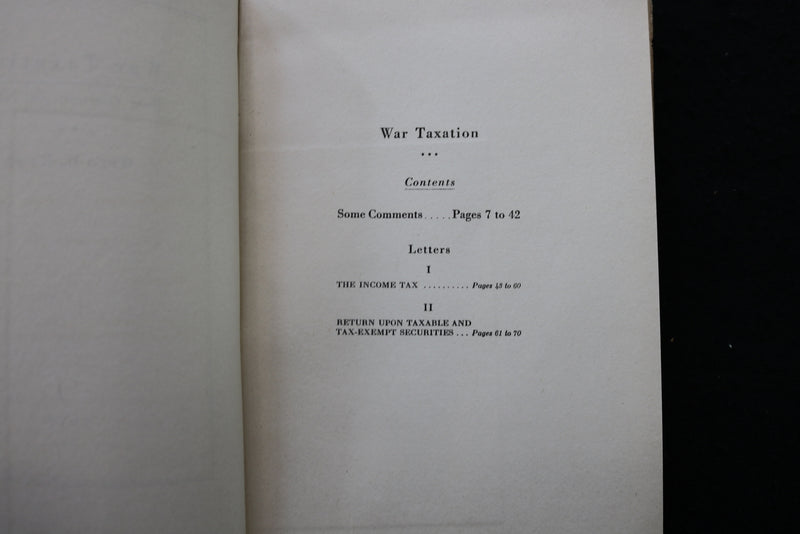 1917 WAR TAXATION - COMMENTS AND LETTERS BY OTTO H. KAHN - SOFTCOVER - K 2211