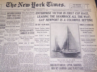 1930 SEPT 14 NEW YORK TIMES - ENTERPRISE VICTOR IN FIRST CUP RACE - NT 4954
