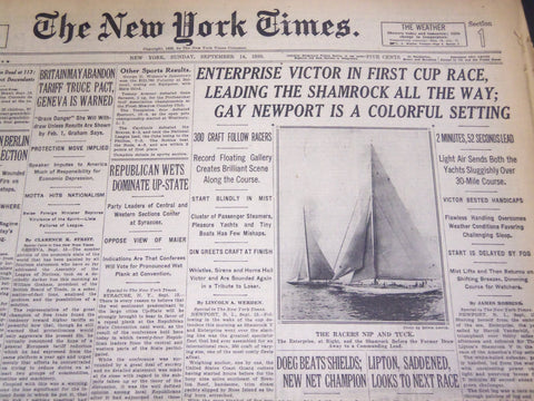 1930 SEPT 14 NEW YORK TIMES - ENTERPRISE VICTOR IN FIRST CUP RACE - NT 4954