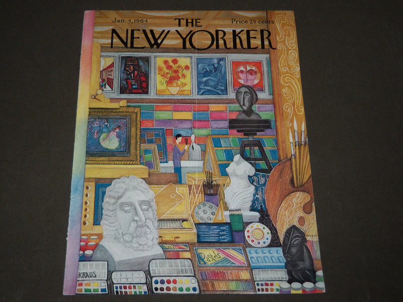 1964 JANUARY 4 NEW YORKER MAGAZINE FRONT COVER ONLY - GREAT ART FOR FRAMING
