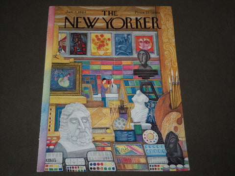 1964 JANUARY 4 NEW YORKER MAGAZINE FRONT COVER ONLY - GREAT ART FOR FRAMING