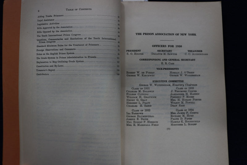 1930 PRISON ASSOCIATION OF NEW YORK ANNUAL REPORT SOFTCOVER BOOK BY - K 850