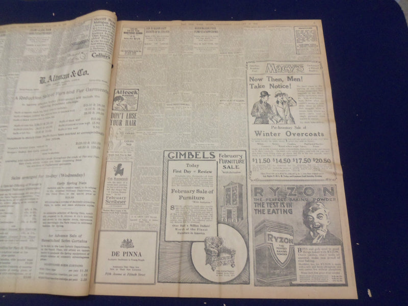 1916 JANUARY 26 NEW YORK TIMES - WILSON REJECTS LUSITANIA NOTE - NT 9065
