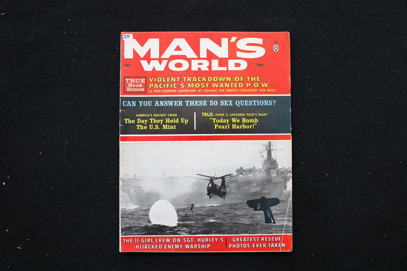 1962 FEB MAN'S WORLD MAGAZINE - GREATEST RESCYE PHOTOS COVER - E 10668