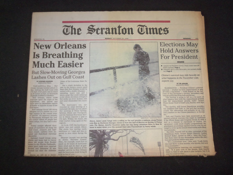 1998 SEP 28 THE SCRANTON TIMES NEWSPAPER - NEW ORLEANS BREATHING EASIER- NP 8390