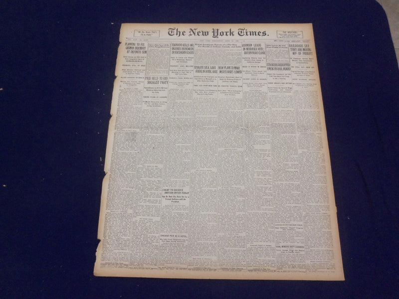 1920 APRIL 21 NEW YORK TIMES - TORNADO KILLS 140 IN SOUTHERN STATES - NT 8298