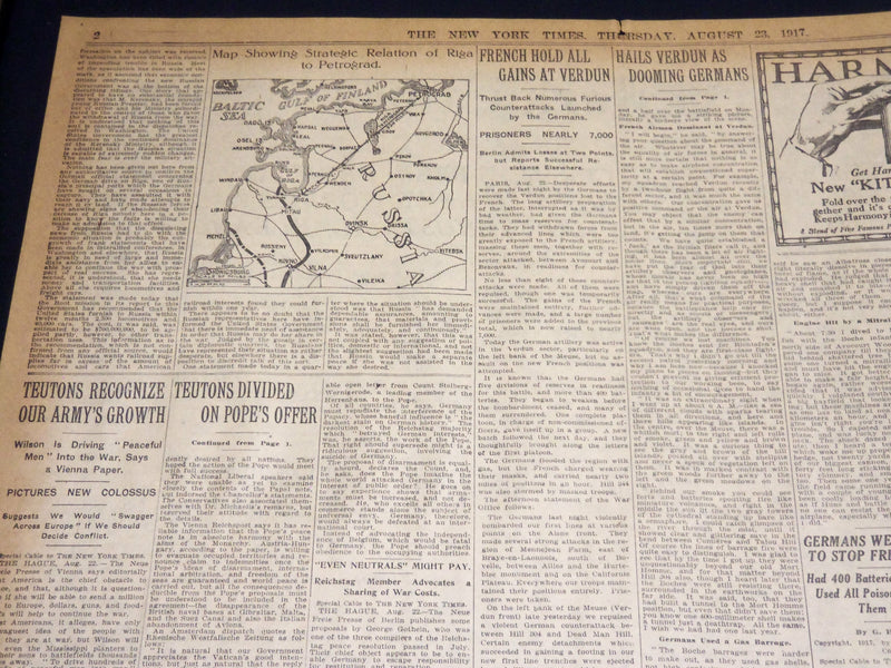 1917 AUGUST 23 NEW YORK TIMES - RIGA ROBINS BEAT PIRATES IN 22 INNINGS - NT 8523