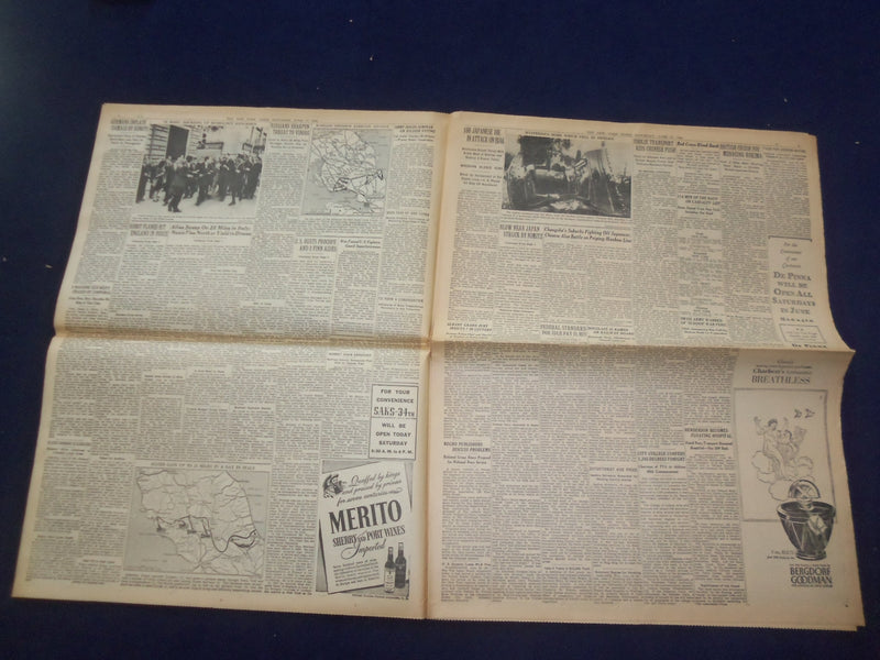 1944 JUNE 17 NEW YORK TIMES -AMERICANS IN ST. SAUVEUR, CUT CHERBORG LINE-NP 6570