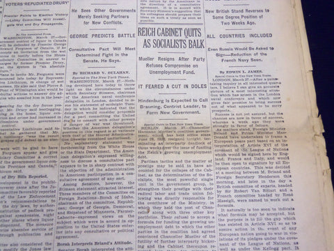 1930 MARCH 28 NEW YORK TIMES - REICH CABINET QUITS - NT 3896