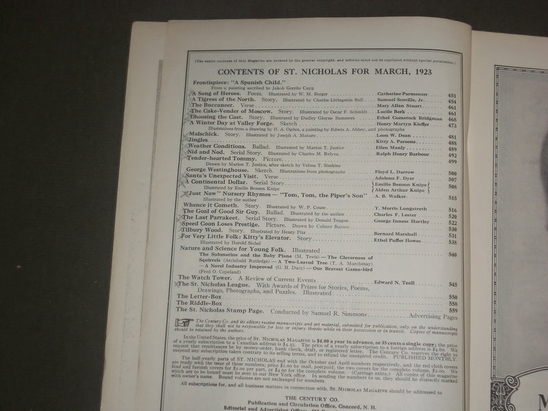 1923 MARCH ST. NICHOLAS MAGAZINE - ILLUSTRATIONS, STORIES & ADS - B 4627