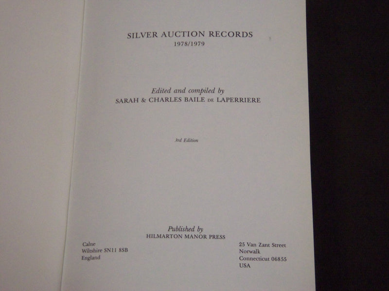 1978/1979 SILVER AUCTION RECORDS BY LAPERRIERE BOOK 3RD EDITION - KD 3703
