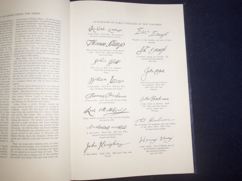 1974 THE HISORY OF CAMDEN COUNTY BICENTENNIAL EDITION HARDCOVER BOOK - KD 9086