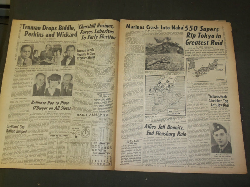 1945 MAY 24 NEW YORK DAILY NEWS - 550 SUPERS FIRE TOKYO - NP 4342