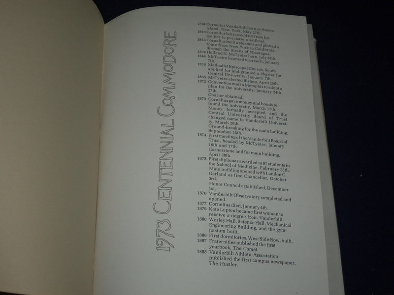 1973 CENTENNIAL COMMODORE VANDERBILT COLLEGE YEARBOOK - GREAT PHOTOS - YB 854