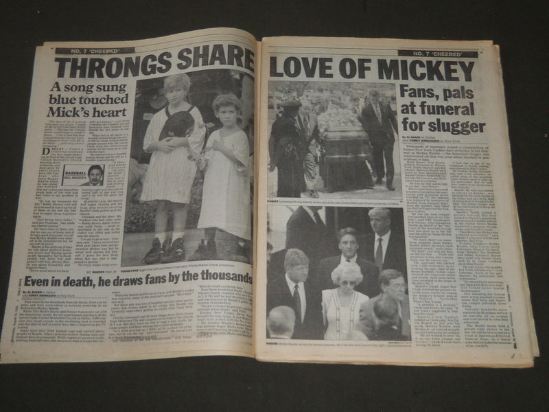 1995 AUGUST 16 NY DAILY NEWS NEWSPAPER - MICKEY MANTLE LAID TO REST - NP 2535