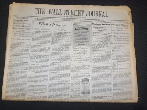 1996 MAY 30 THE WALL STREET JOURNAL-ISRAEL DRAWS CLOSER TO TURKEY &JORDAN-WJ 289