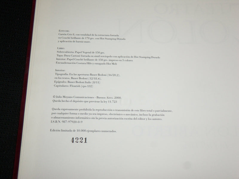 2000 TEATRO COLON A TELON ABIERTO BOOK - #4221 OF 10,000 COPIES - R 712J