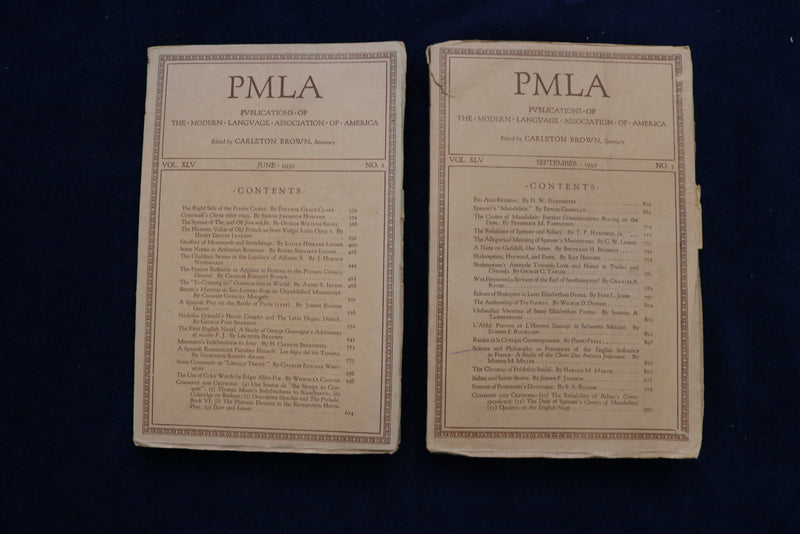 1929-1930 PUBLICATIONS OF THE MODERN LANGUAGE ASSOC. OF AMERICA-LOT OF 6-O 3415