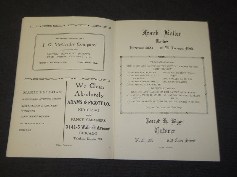 1913 JANUARY ARABIAN NIGHTS BALL - CHICAGO LYING-IN HOSPITAL PROGRAM - J 3480