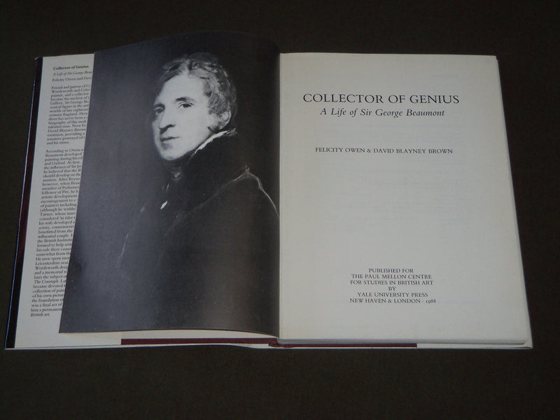 1988 COLLECTOR OF GENIUS LIFE OF GEORGE BEAUMONT HARDCOVER BOOK - I 1627