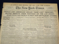 1918 APRIL 22 NEW YORK TIMES- FRENCH AND AMERICANS REGAIN LOST TRENCHES- NT 8220