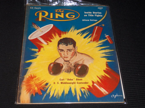 1953 AUGUST THE RING MAGAZINE - CARL BOBO OLSON FRONT COVER - E 4670