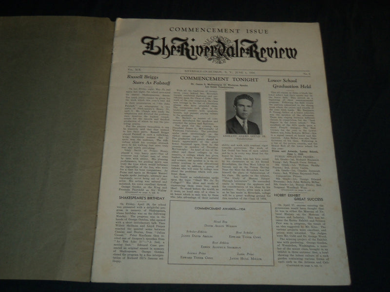 1934-1935 THE RIVERDALE REVIEW COMMENCEMENT ISSUES LOT OF 2 - NEW YORK - J 5177